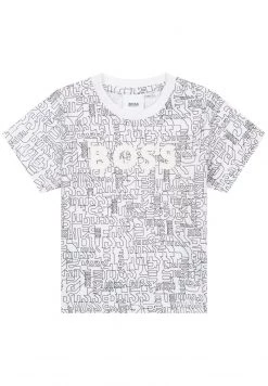 BOSS Kidswear T Shirt Imprimé Blanc Enfant